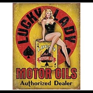 Lucky Brand Motor Oils “Vintage” Wall Sign NWT